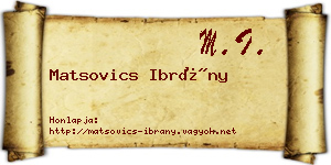 Matsovics Ibrány névjegykártya